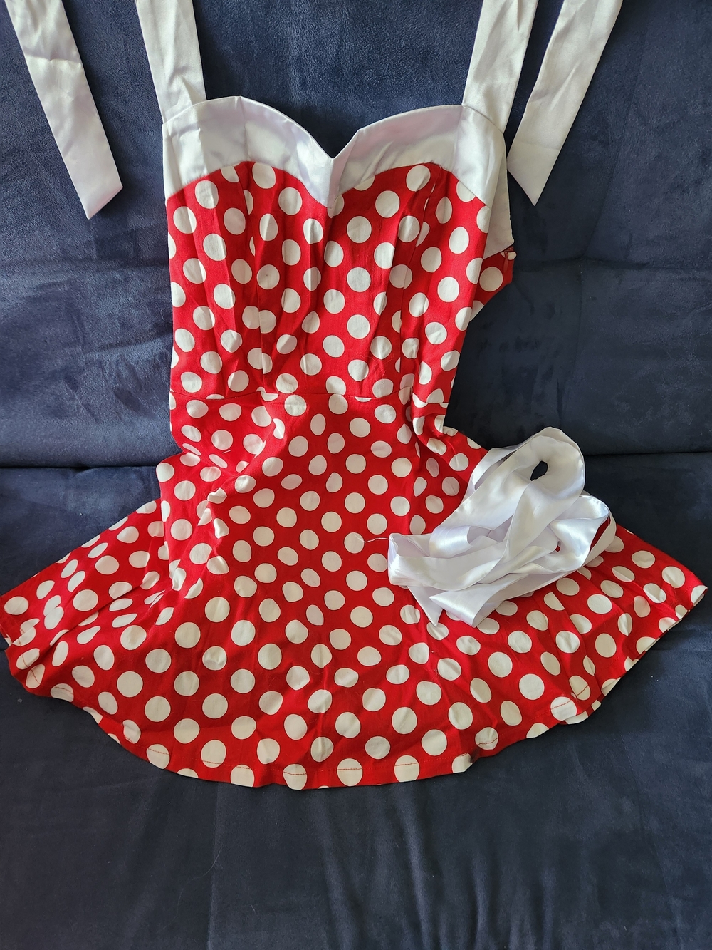 Kids Red & White Polka Dot Costume Dress with Shoulder Ties